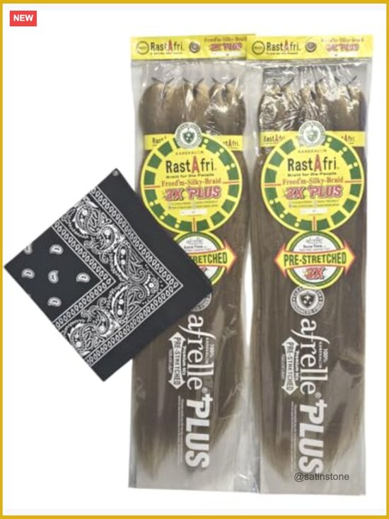 Pre-Stretched Silky Braiding Hair 3X with Bandana - 2 Packs main image 4